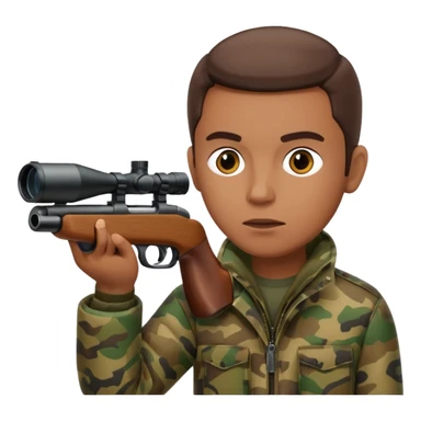 Male Hunter shooting a shotgun and holding it up to his face like he is looking through the scope to shoot something  sticker