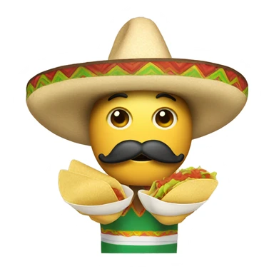 with mustache eating tacos with and sombrero hat  sticker