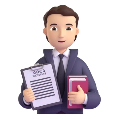 friendly lawyer with a legal document sticker