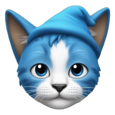 A realistic smurf that is mixed with a cat sticker