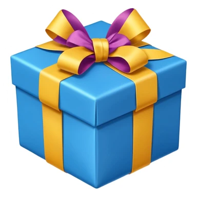 blue gift box with bright colored ribbons sticker