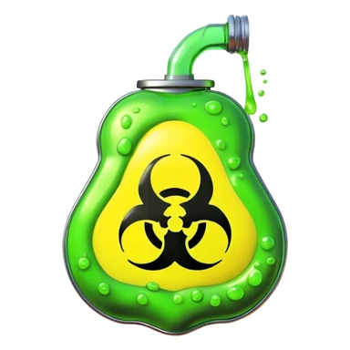 3D render of [INSERT OBJECT], toxic waste aesthetic, neon green bubbling liquid, caution yellow metal, industrial warning texture, Apple emoji style, isolated on white background --v 6.0 sticker