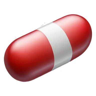 Singular glossy coated oblong red pill capsule sticker