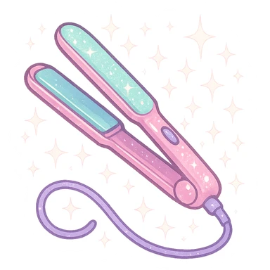 girly sparkling hair straightener, cute, shiny, pastel colors sticker