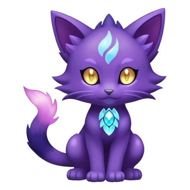 Shiny Magical Elemental Mysterious Purrloin-Delcatty-Pokémon-Fakémon-hybrid-creature (full body) sticker