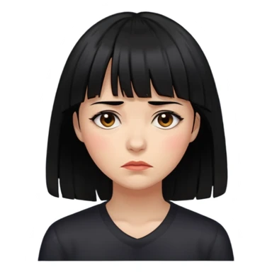 Mulher cabelo preto de franja chorando tudo escuroo sticker