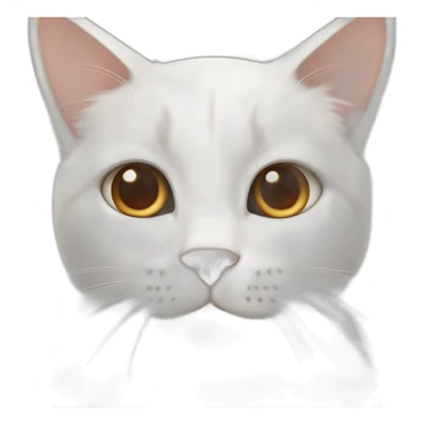 white cat with a little bit brown fur and half brown mouth sticker