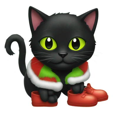 Black cat wearing grinch slippers sticker