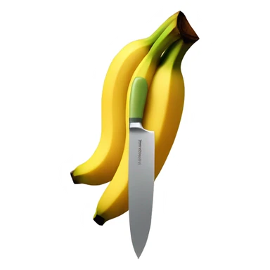 a banana being cut by a knife sticker