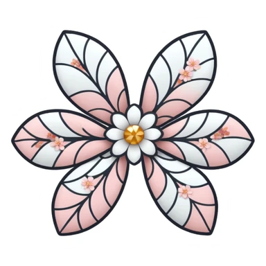 white sakura flower with a bow and mosaic pattern petals sticker