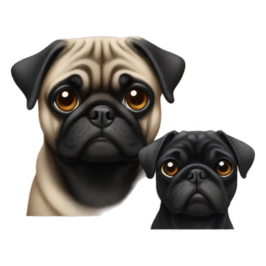 a pug, and a black pug sticker