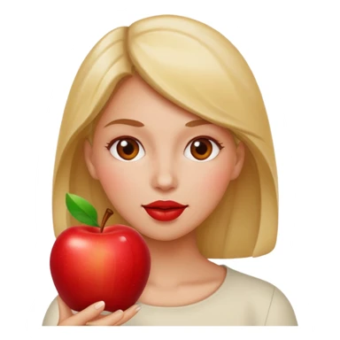 emoji of woman eating a red apple sticker