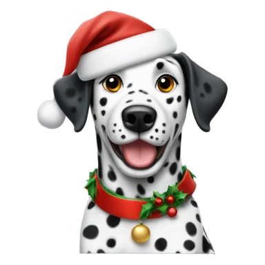 Dalmatian wearing a Christmas hat sticker
