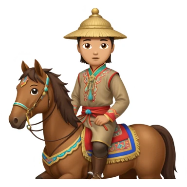 mongolian man on horse sticker