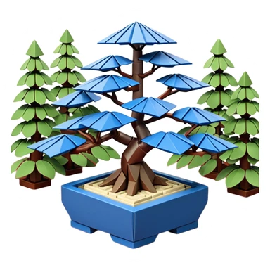 Bonsai Lego fine-leaf group crimson and cream blue forest planting origami  sticker