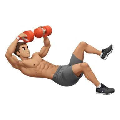 side-view of guy doing decline abdominal Crunches with sixpack sticker