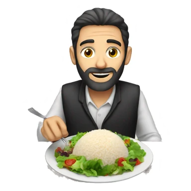 Jew eating rice and salad sticker