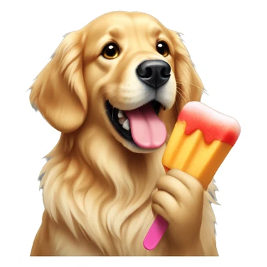 Golden retriever eating a popsicle  sticker