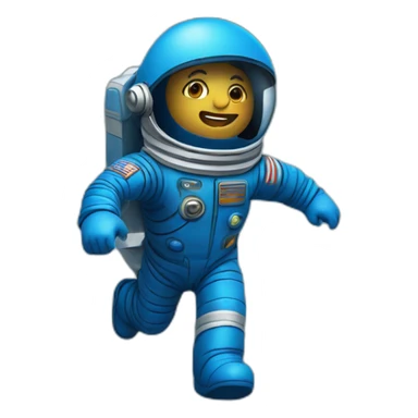 blue spaceman in a blue suit flying sticker