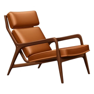 Mid century modern lounge chair with wooden arms and leather seat sticker