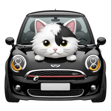 mini cooper R56 papper white JCW with a cat inside sticker