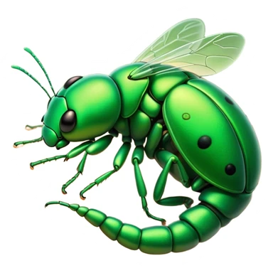 Meme-Worthy Cute Sleeping Green Bugdie Portrait Emoji, Head resting peacefully with a contented smile, showcasing a tiny, endearing build and a luxuriously smooth emerald exoskeleton, eyes shut in a serene nap, Simplified yet hilariously adorable features, highly detailed, glowing with a soft, drowsy light, high shine, relaxed and utterly lovable, stylized with an air of playful laziness, bright and heartwarming, soft glowing outline, capturing the essence of a comically sleepy insect, so meme-worthy it feels like it could instantly become the next viral sensation of adorable slumber! sticker