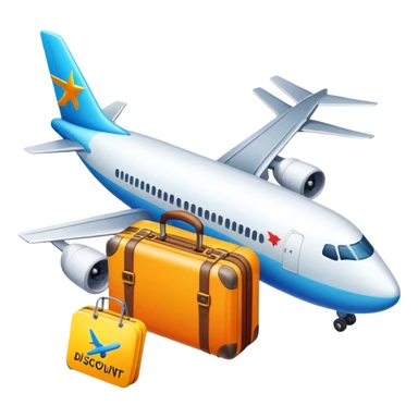 Tour sale with suitcase, airplane and discount tag sticker