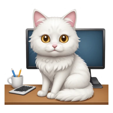 white Office cat sticker