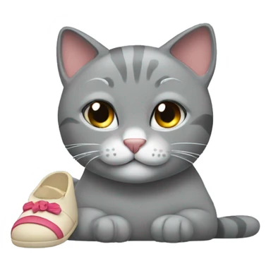Grey cat putting a slipper on its head sticker
