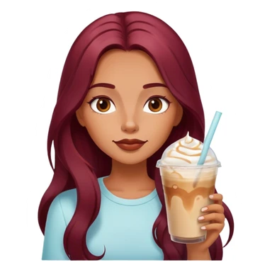 Burgundy long haired tanned girl with iced latte sticker