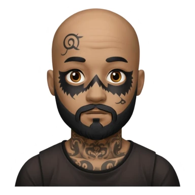 bald bearded man with black face tattoo sticker