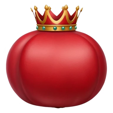 whole pomegranate with a round, red outer shell and a crown-like top sticker