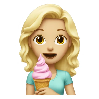 a blonde girl eating an ice cream  sticker