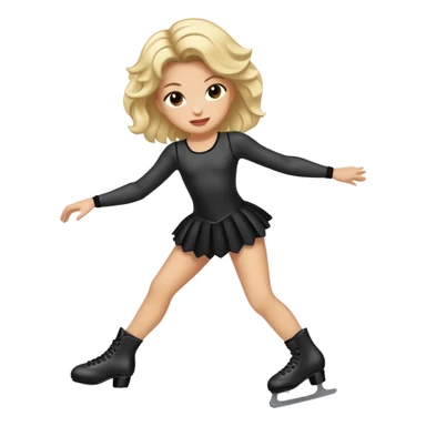 una patinadora con pelo negro largo y ondulado en las puntas con un mallot muy bonito patinando sticker