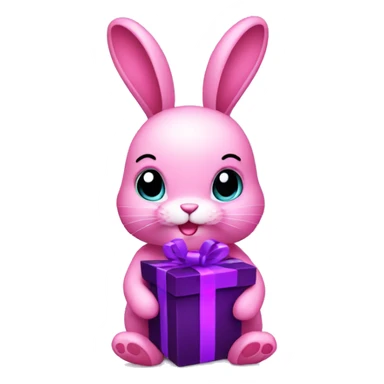 pink bunny with a gift purple sticker