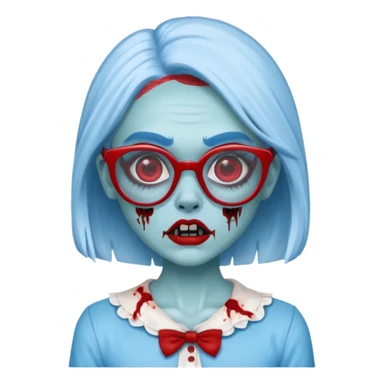 Ghoulia yelps monster high, pale white-blue skin, red glasses sticker