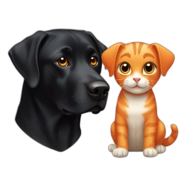 black labrador and orange cat sticker