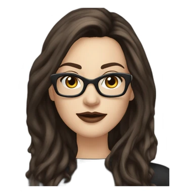 Sexy-Caucasian-Mum-woman-goth-long-brown-hair-dark-brown-eyes-standing-wearing-glasses-plus-size-upturned-nose sticker