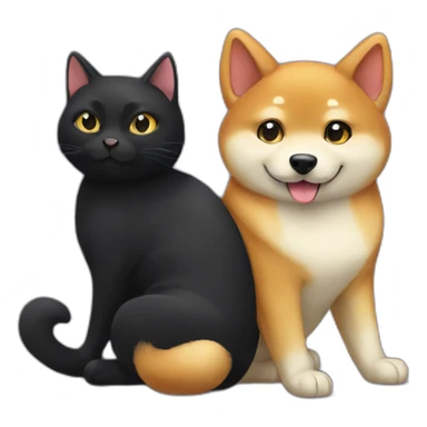 shibainu and black cat being-in-love sticker