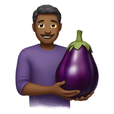 Man with eggplant sticker