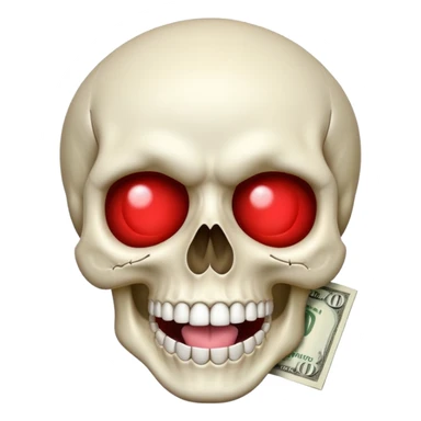 exaggerated Money White Skull Emoji and Tongue Face sticker