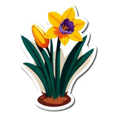Daffodil tulip crocus playing in the sun sticker