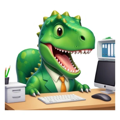 office dinosaur laughing  sticker