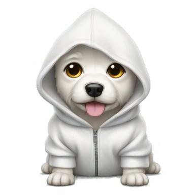 Small white dog with hoodie sticker