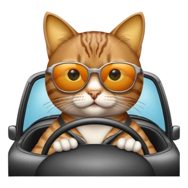A cat driving a car sticker