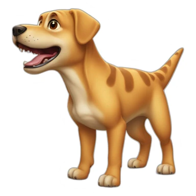 Chien qui fait un bisous à un dinosaure sticker