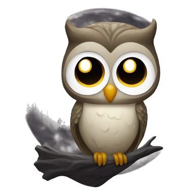 Owl sitting on moon face sticker