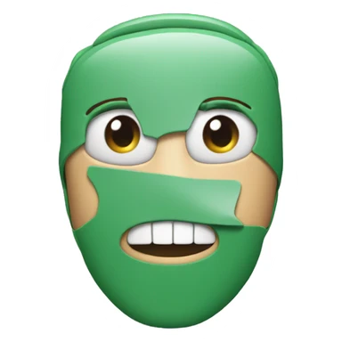 face with mouth covered by processor sticker