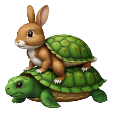 Turtle being ridden by a rabbit sticker