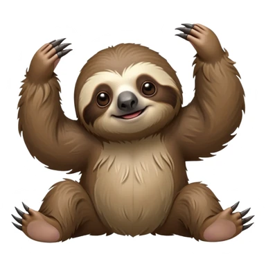 cinematic-sloth-realistic-full-body-hanging-emoji,-long-curved-claws-clinging,-thick-shaggy-brown-fur-slightly-ruffled,-head-tilted-dramatically,-slow-blinking-eyes-filled-with-serene-wisdom,-simplified-yet-realistic-focused-features,-highly-detailed,-glowing-with-an-almost-sarcastic-glow sticker